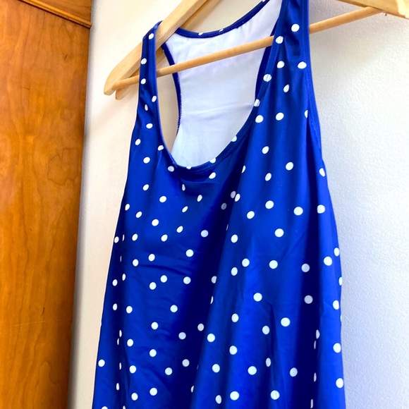 NWT BloomChic “LYDIA” blue white poly dot swim tank top.Racer back. Sz 1x 14 16 - Picture 4 of 9